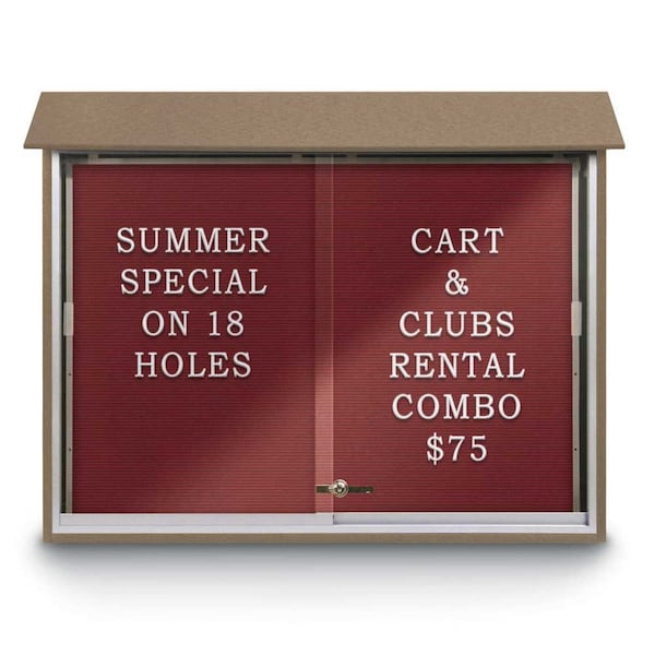 Indoor Enclosed Combo Board, 42"x32", Bronze Frame/Green & Cloud